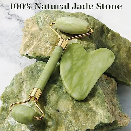 Natural Jade Roller & Gua Sha Set