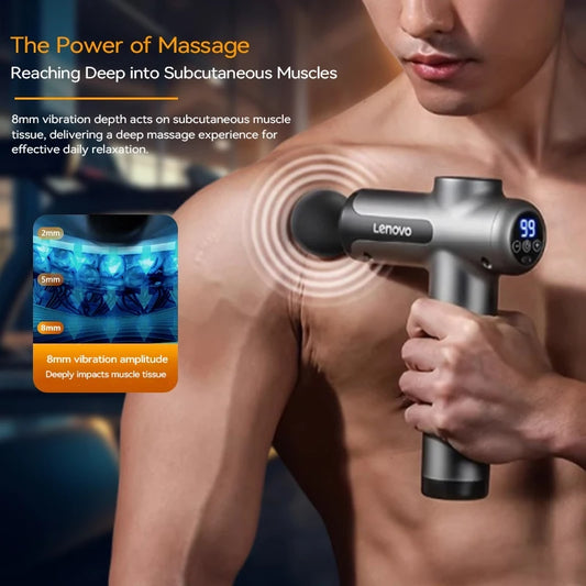 Lenovo Wireless Massage Gun – Rechargeable Deep Tissue Muscle Massager